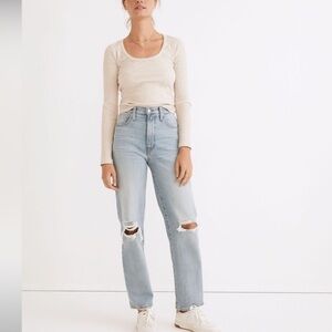 NWT Madewell The Perfect Vintage Straight Jean in Danby Wash: Knee-Rip size 26